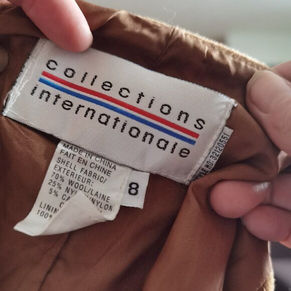 Camel wool blend vintage vest gold zipper closure 80s 90s - Picture 3 of 3